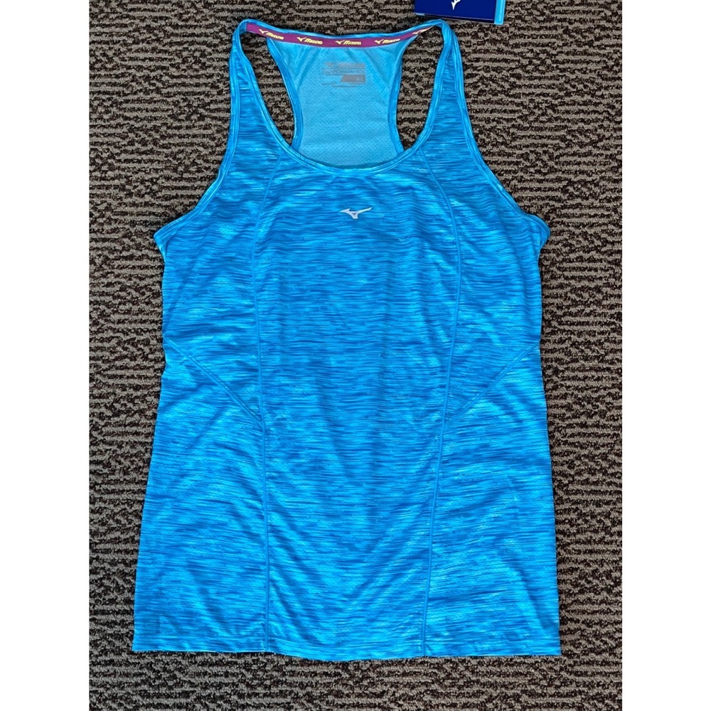 Mizuno Alpha Vent Tank Women XL Blue Atoll PRT Racerback Running Top 421660